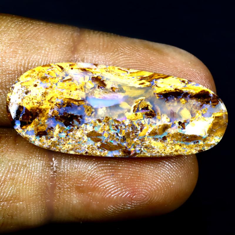 14.76 ct Mesmerizing Fancy Shape (35 x 14 mm) Multi Color Australian Koroit Boulder Opal Natural Loose Gemstone