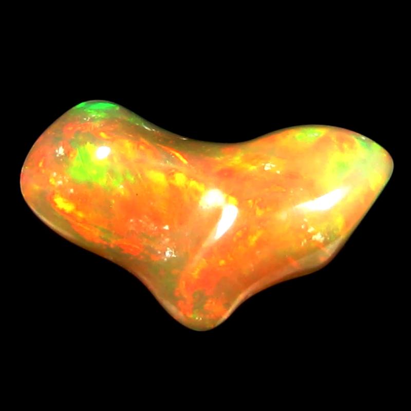 3.48 ct Dazzling Fancy Cut (16 x 10 mm) Ethiopia Play of Colors Rainbow Opal Natural Gemstone
