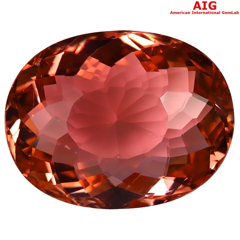 6.22 ct AIG Certified Awe-inspiring Oval Cut (14 x 11 mm) Unheated / Untreated Orange Pink Tourmaline Gemstone