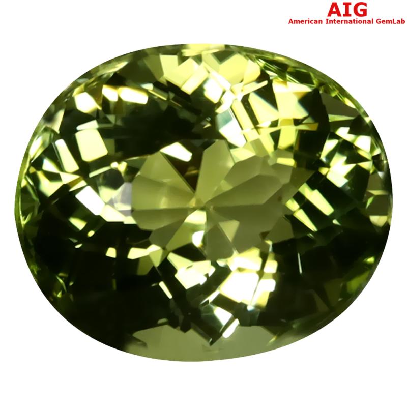 7.55 ct AIG Certified Fair Oval Cut (13 x 11 mm) Unheated / Untreated Green Tourmaline Loose Stone