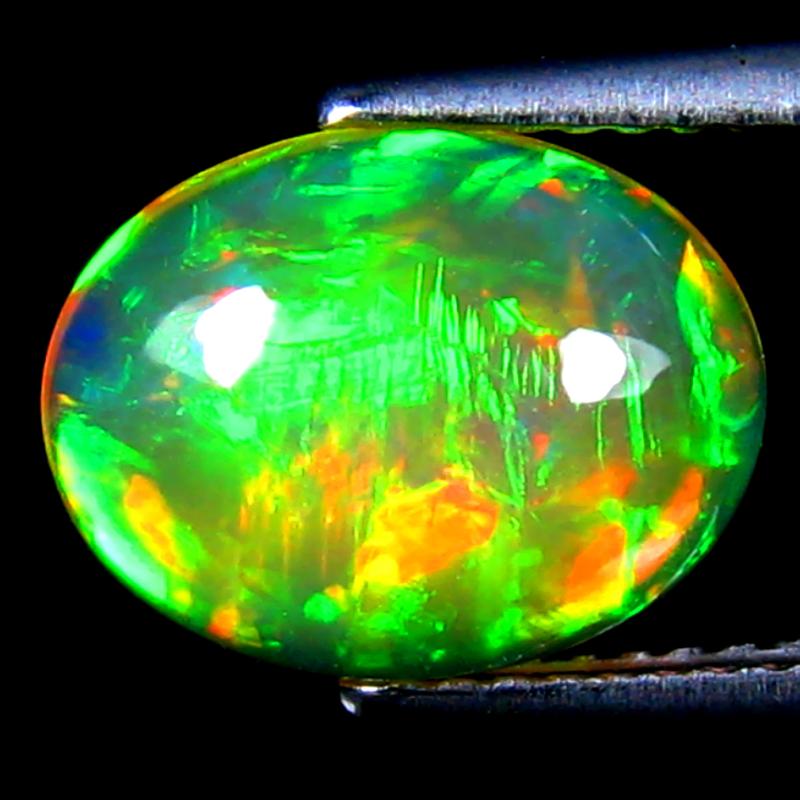 2.13 ct Sparkling Oval Cabochon Cut (12 x 9 mm) Ethiopia Play of Colors Rainbow Opal Natural Gemstone