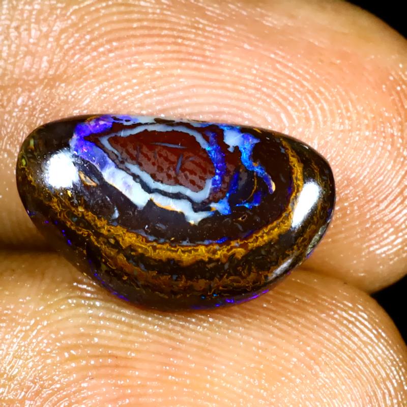 5.72 ct Super-Excellent Fancy Shape (15 x 9 mm) Multi Color Australian Koroit Boulder Opal Natural Loose Gemstone