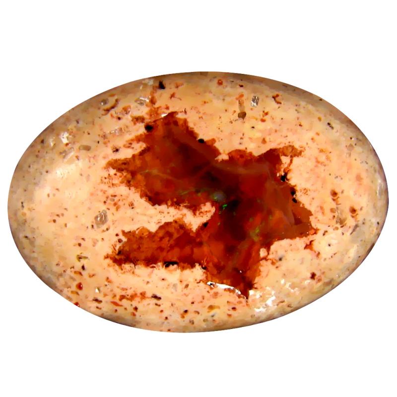 14.43 ct Dazzling Oval Cabochon (22 x 15 mm) Un-Heated Mexico Matrix Fire Opal Loose Gemstone