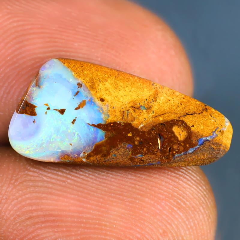 3.92 ct Sparkling Fancy Shape (19 x 9 mm) Multi Color Australian Koroit Boulder Opal Natural Loose Gemstone