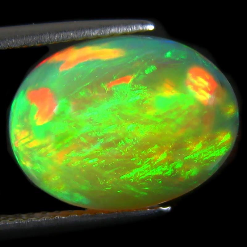 5.09 ct Attractive Oval Cabochon (15 x 11 mm) Ethiopian 360 Degree Flashing Rainbow Opal Natural Gemstone
