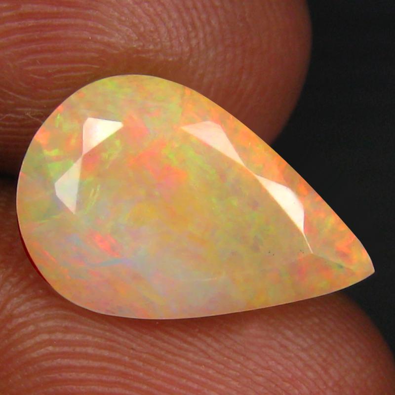 3.31 ct Premium Pear (15 x 10 mm) Un-Heated Ethiopia Rainbow Opal Loose Gemstone