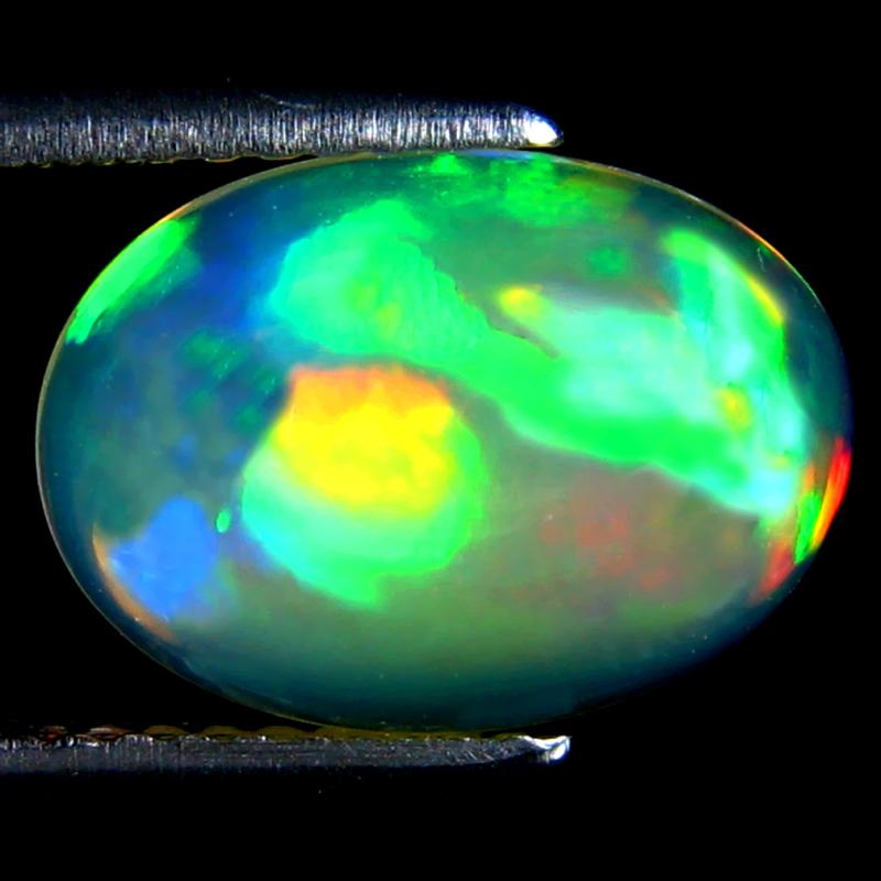 2.30 ct Stunning Oval Cabochon Cut (12 x 9 mm) Ethiopia Play of Colors Rainbow Opal Natural Gemstone