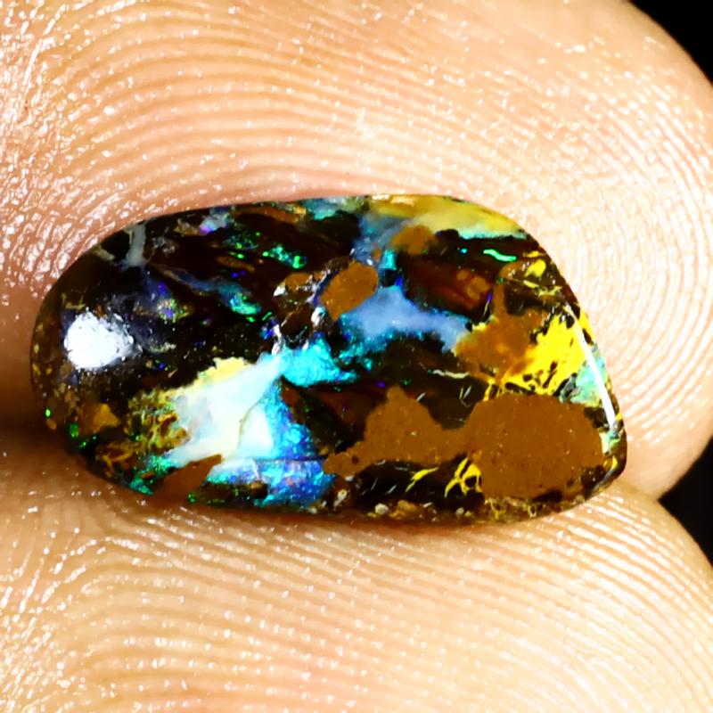 2.83 ct Outstanding Fancy Shape (14 x 8 mm) Multi Color Australian Koroit Boulder Opal Natural Loose Gemstone