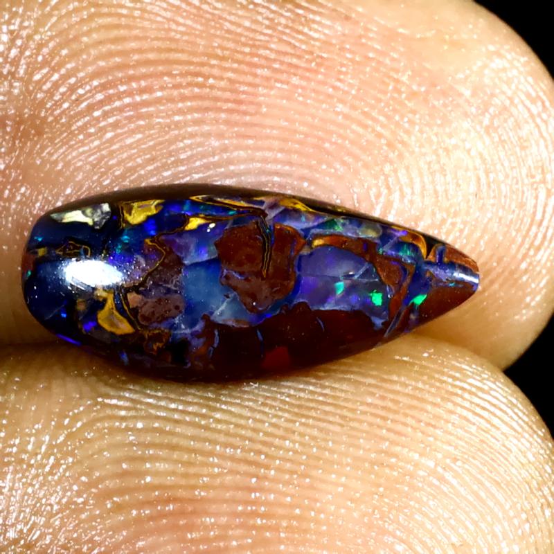 2.67 ct Five-star Fancy Shape (15 x 7 mm) Multi Color Australian Koroit Boulder Opal Natural Loose Gemstone