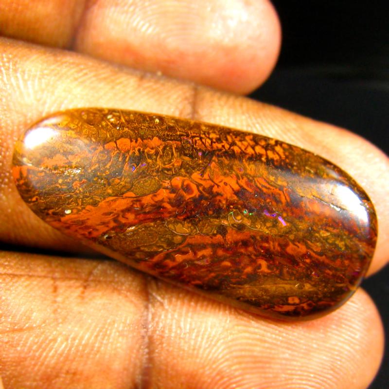 22.51 ct Remarkable Fancy Shape (33 x 15 mm) Multi Color Australian Koroit Boulder Opal Natural Loose Gemstone