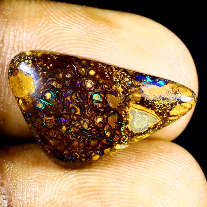 10.24 ct Topnotch Fancy Shape (21 x 12 mm) Multi Color Australian Koroit Boulder Opal Natural Loose Gemstone