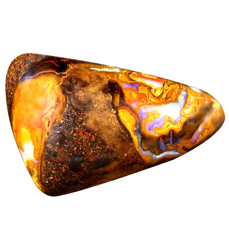 11.95 ct Superior Fancy Cabochon Shape (21 x 13 mm) Play of Colors Australian Koroit Boulder Opal Natural Loose Gemstone