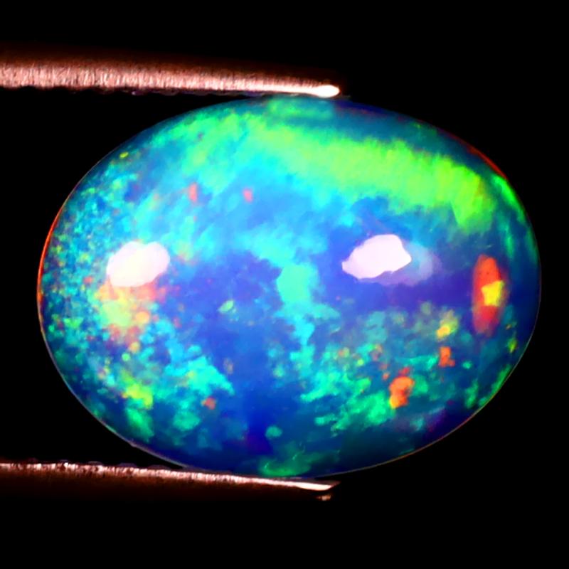 2.71 ct Exquisite Oval Cabochon (13 x 10 mm) Ethiopian 360 Degree Flashing Rainbow Opal Natural Gemstone