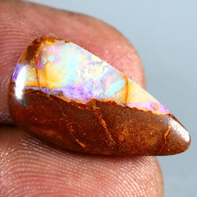 6.80 ct Phenomenal Fancy Shape (21 x 11 mm) Multi Color Australian Koroit Boulder Opal Natural Loose Gemstone