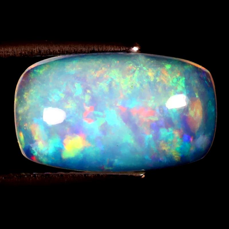 2.56 ct Elegant Cushion Cabochon (14 x 8 mm) Ethiopian 360 Degree Flashing Rainbow Opal Natural Gemstone