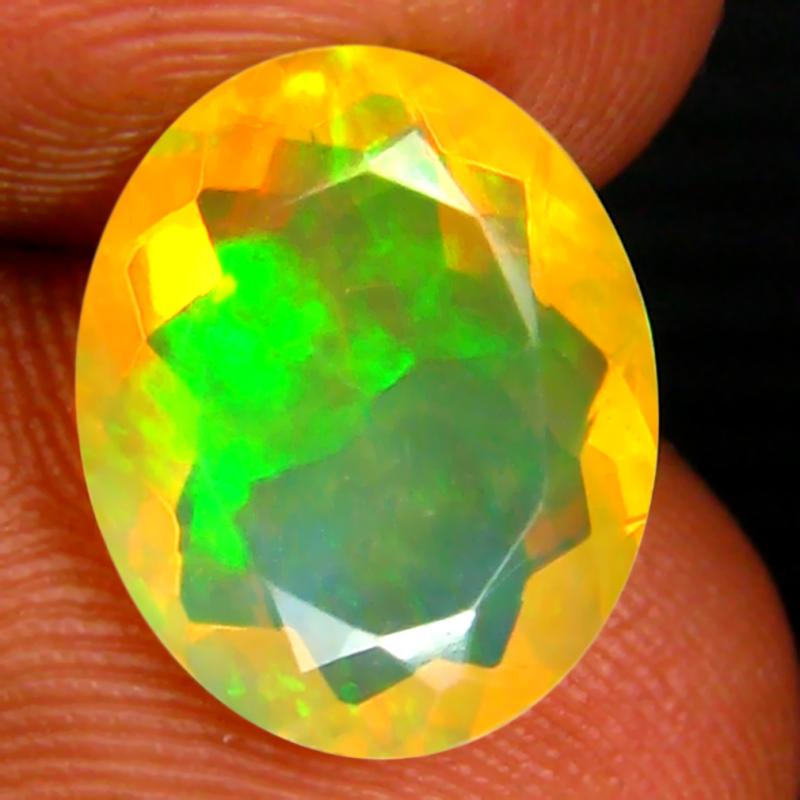 2.33 ct Magnificent fire Oval (12 x 10 mm) Un-Heated Ethiopia Rainbow Opal Loose Gemstone