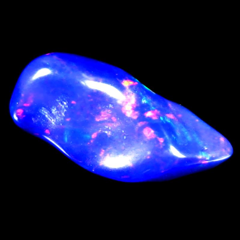 2.96 ct Romantic Fancy Cut (17 x 8 mm) Ethiopia Play of Colors Blue Opal Natural Gemstone