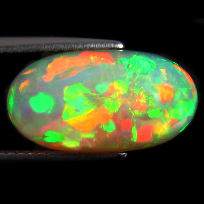 4.84 ct Impressive Oval Cabochon (16 x 9 mm) Ethiopian 360 Degree Flashing Rainbow Opal Natural Gemstone