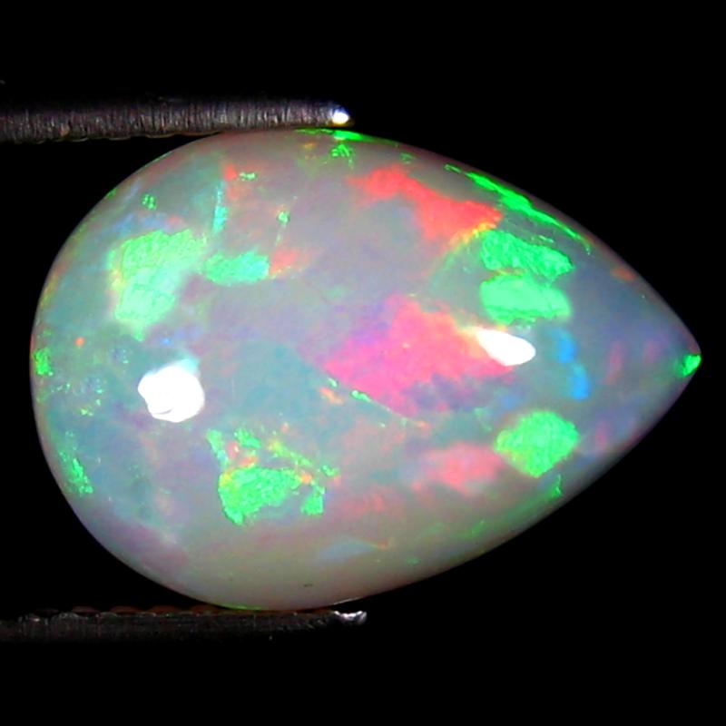 4.50 ct Superb Pear Cabochon (14 x 10 mm) Ethiopian 360 Degree Flashing Rainbow Opal Natural Gemstone