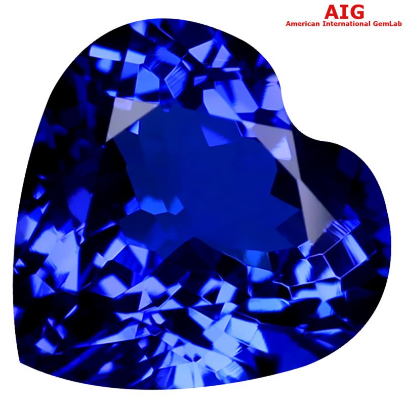 2.63 ct AIG CERTIFIED AAAA GRADE GOOD-LOOKING HEART CUT (9 X 9 MM) D'BLOCK TANZANITE GEMSTONE