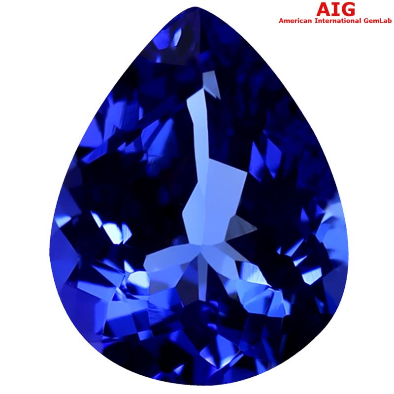 2.44 ct AIG CERTIFIED AAAA GRADE TERRIFIC PEAR CUT (10 X 8 MM) D'BLOCK TANZANITE GEMSTONE