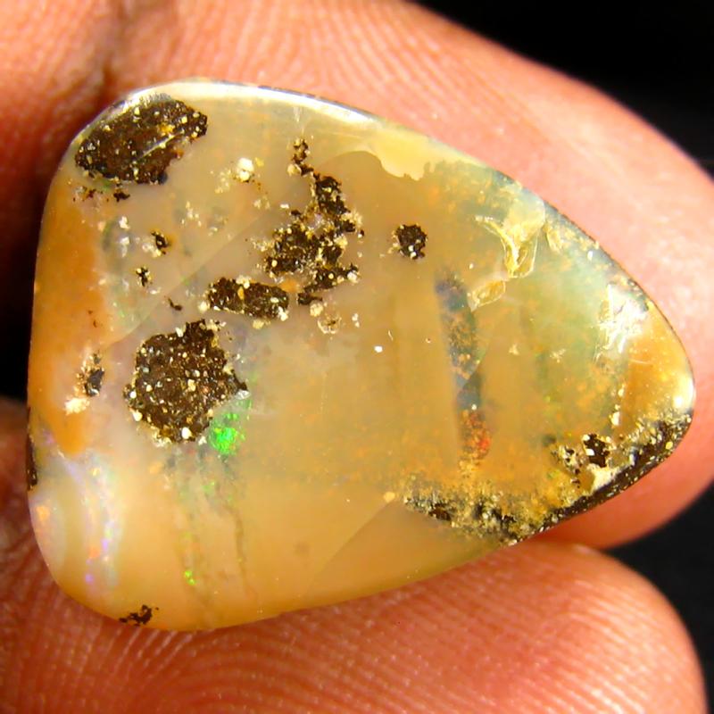 13.18 ct Awe-inspiring Fancy Shape (18 x 15 mm) Multi Color Australian Koroit Boulder Opal Natural Loose Gemstone