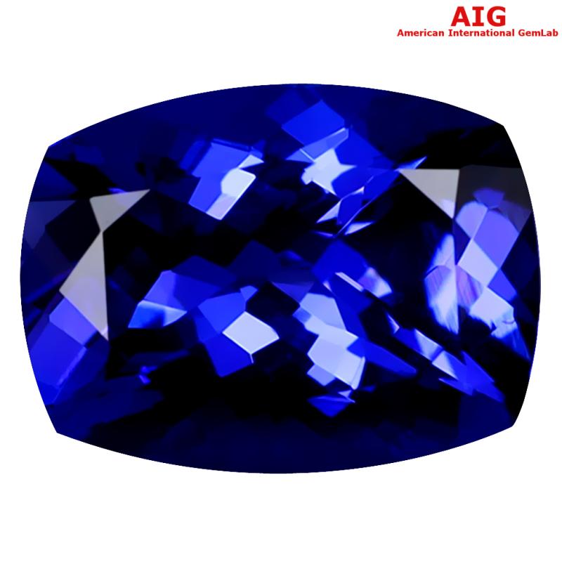 2.04 ct AIG CERTIFIED AAAA GRADE PREMIUM CUSHION CUT (9 X 7 MM) D'BLOCK TANZANITE GEMSTONE