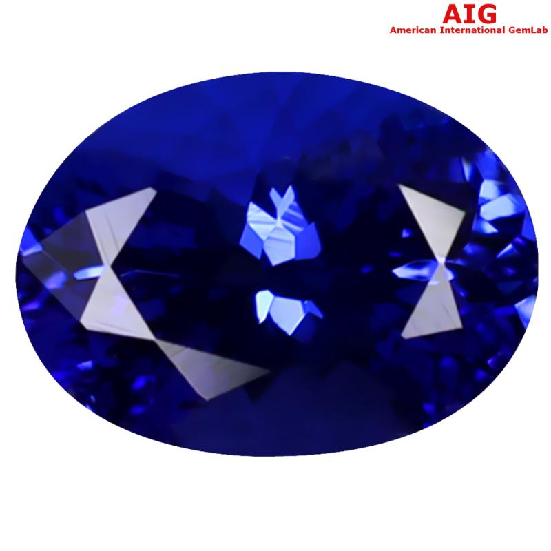 1.80 ct AIG CERTIFIED AAAA GRADE FANTASTIC OVAL CUT (9 X 7 MM) D'BLOCK TANZANITE GEMSTONE