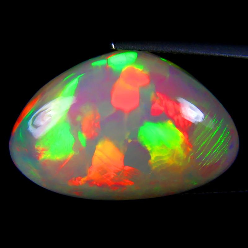 16.26 ct Splendid Pear Cabochon (22 x 14 mm) Flashing 360 Degree Multicolor Rainbow Opal Gemstone