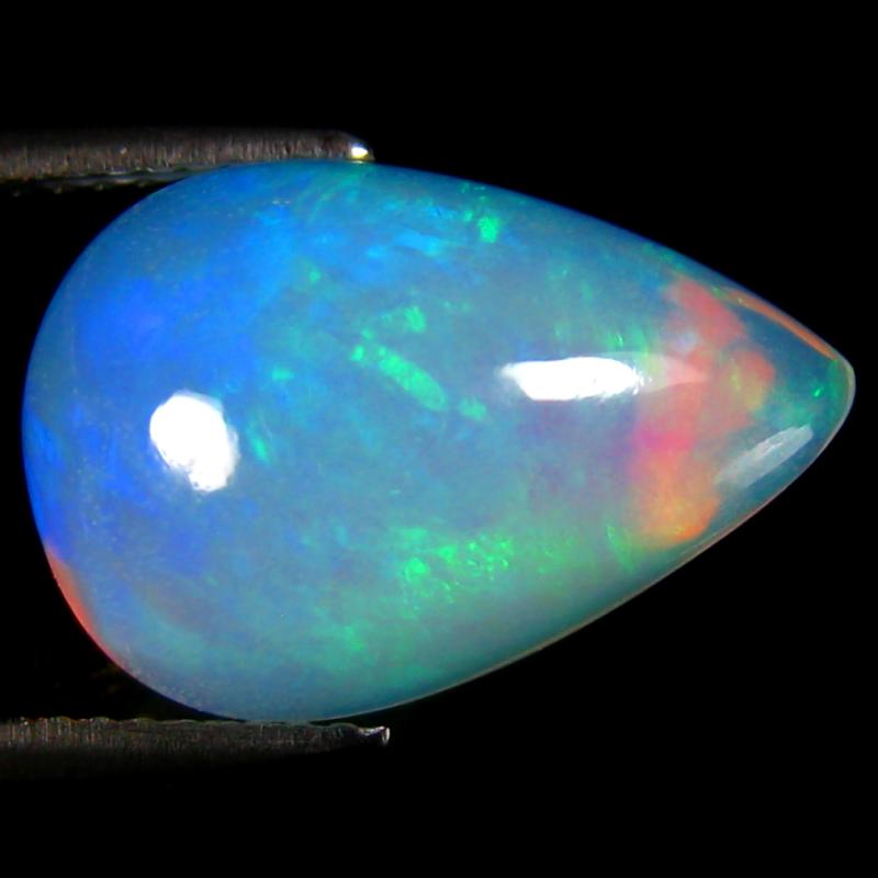 7.26 ct Five-star Pear Cabochon (16 x 11 mm) Ethiopian 360 Degree Flashing Rainbow Opal Natural Gemstone