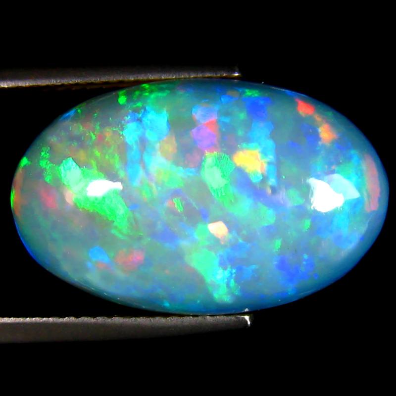 11.98 ct Romantic Oval Cabochon (21 x 13 mm) Flashing 360 Degree Multicolor Rainbow Opal Gemstone