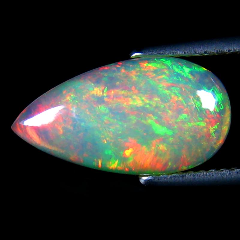 3.10 ct Eye-popping Pear Cabochon Cut (17 x 9 mm) Ethiopia Play of Colors Rainbow Opal Natural Gemstone