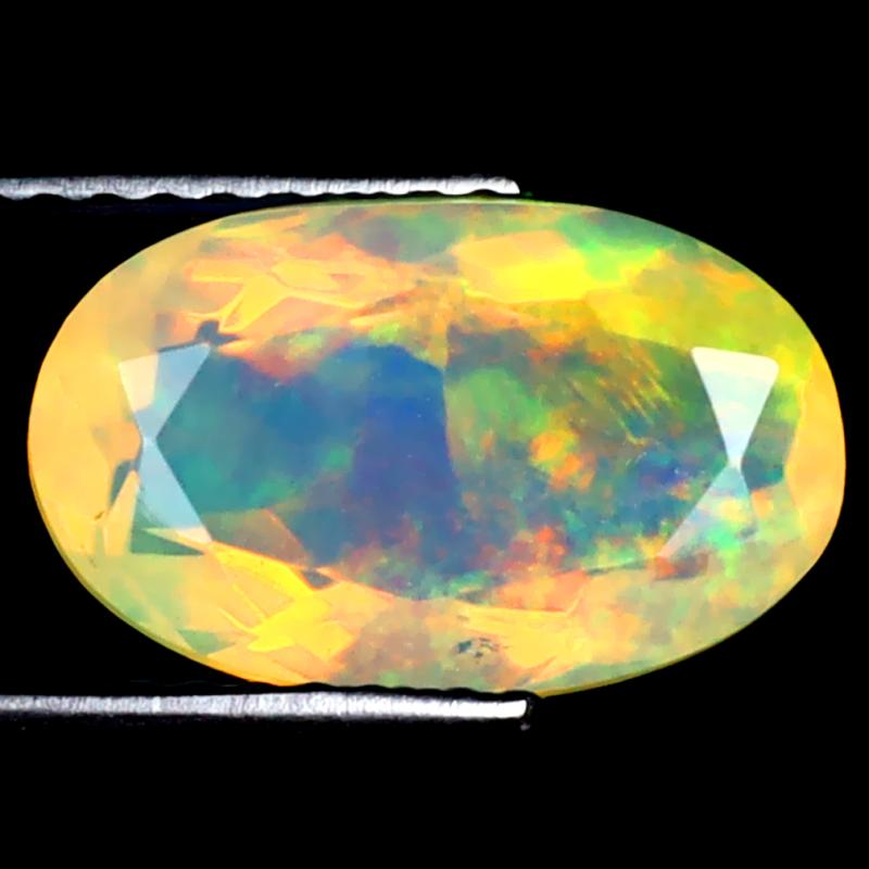 2.34 ct Shimmering Oval (12 x 7 mm) Ethiopian 360 Degree Flashing Rainbow Opal Natural Gemstone