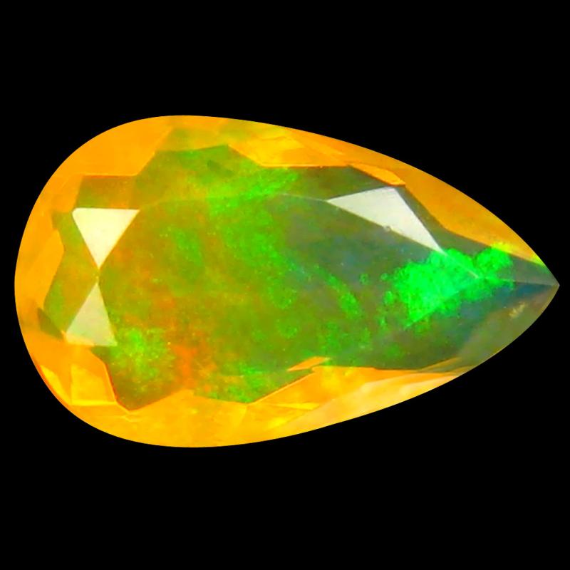 1.42 ct Significant Pear (12 x 7 mm) Un-Heated Ethiopia Rainbow Opal Loose Gemstone