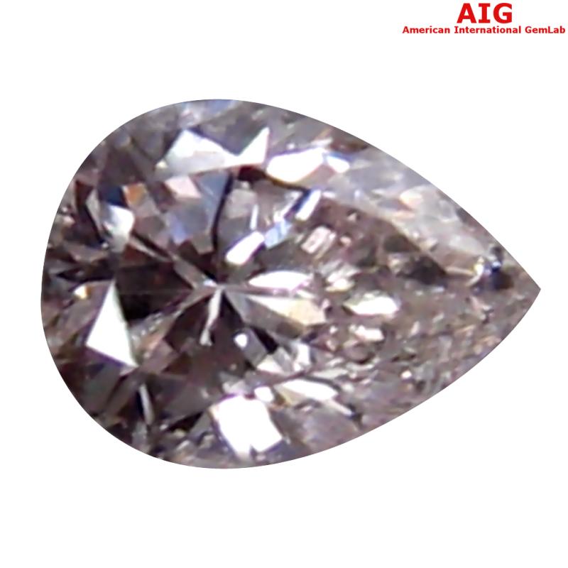 0.11 ct AIG Certified Fantastic Pear Cut (4 x 3 mm) Unheated / Untreated Fancy Light Pink Diamond Loose Stone