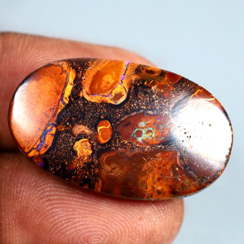 18.56 ct Spectacular Fancy Shape (28 x 17 mm) Multi Color Australian Koroit Boulder Opal Natural Loose Gemstone