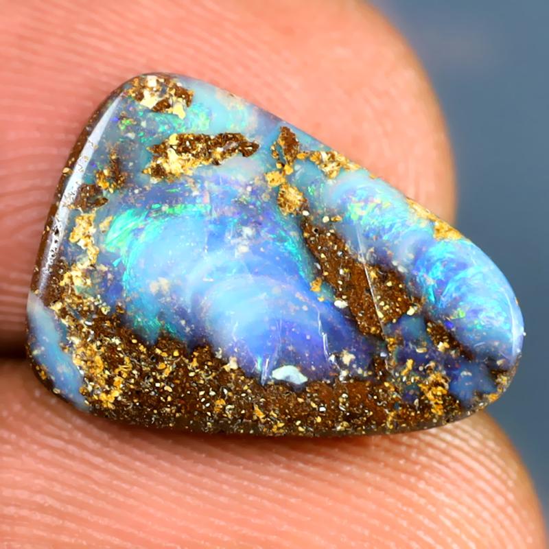 4.16 ct Gorgeous Fancy Shape (15 x 10 mm) Multi Color Australian Koroit Boulder Opal Natural Loose Gemstone