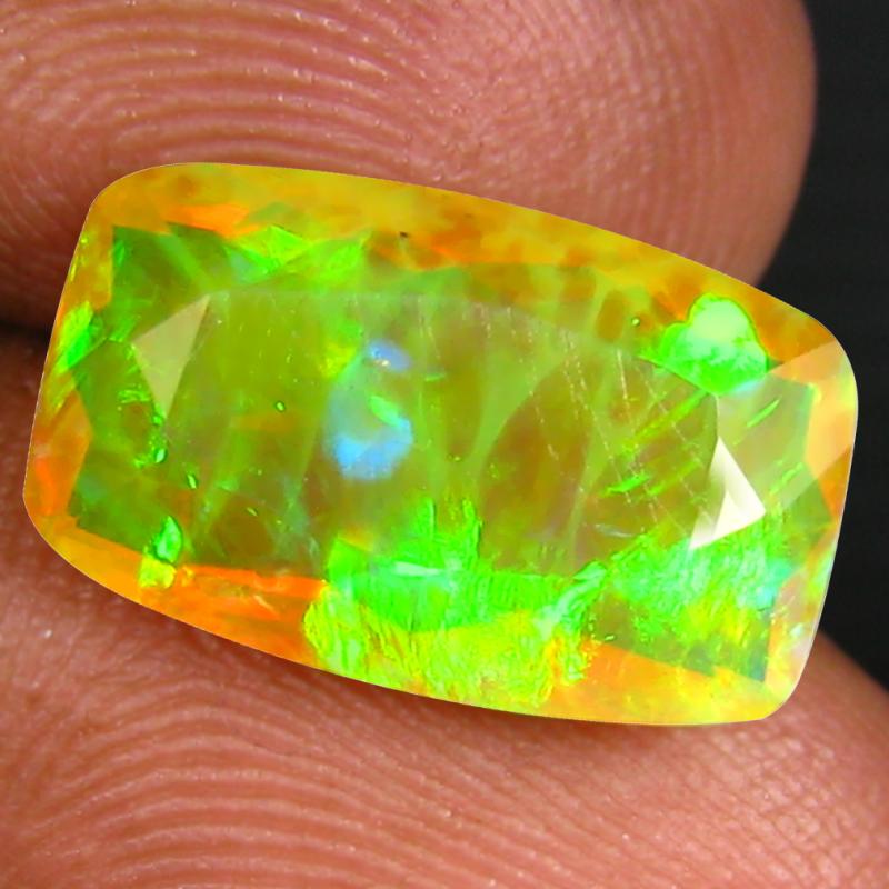 3.08 ct Beautiful Cushion (14 x 8 mm) Un-Heated Ethiopia Rainbow Opal Loose Gemstone