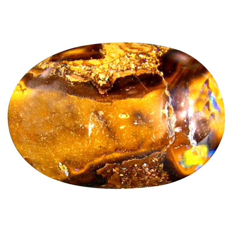 4.07 ct Excellent Fancy Cabochon Shape (13 x 9 mm) Play of Colors Australian Koroit Boulder Opal Natural Loose Gemstone