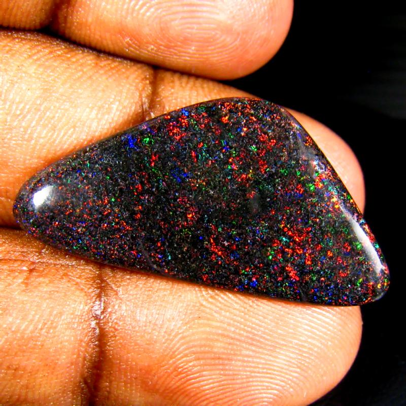 12.28 ct Premium Fancy Cabochon Cut (31 x 16 mm) Unheated / Untreated Natural Boulder Opal Loose Gemstone