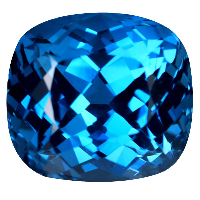 14.96 ct Super-Excellent Cushion (13 x 12 mm) Heated Brazil London Blue Topaz Loose Gemstone