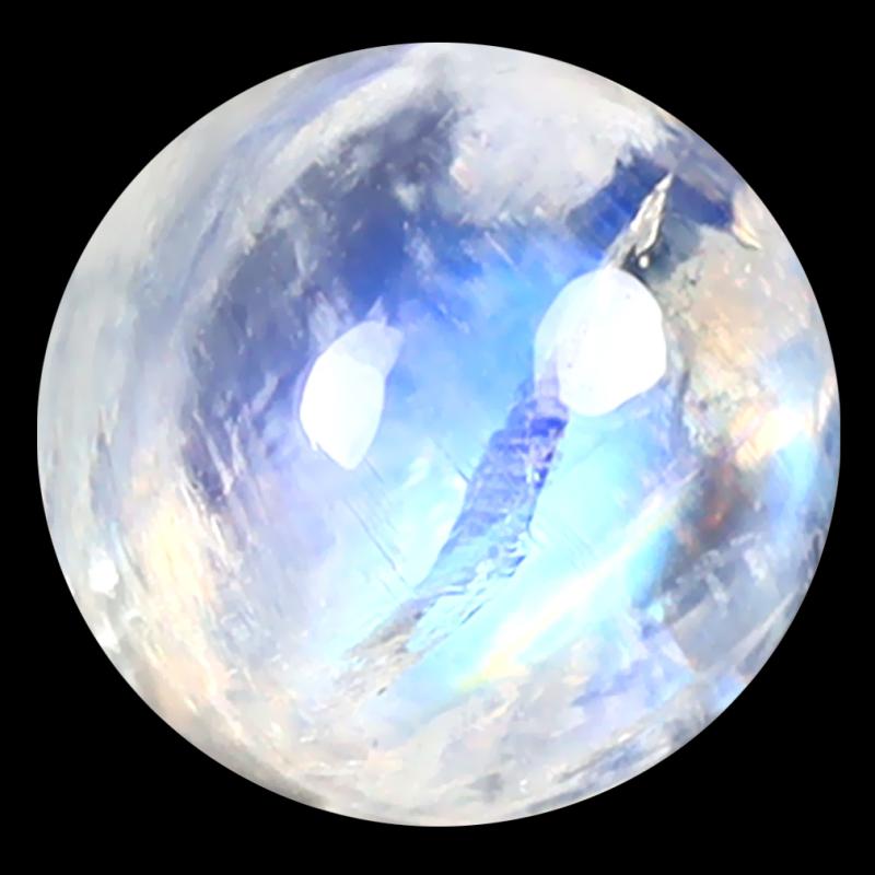 1.94 ct AAA Eye-popping Round Cabochon Shape (7 x 7 mm) Rainbow Blue Moonstone Natural Gemstone