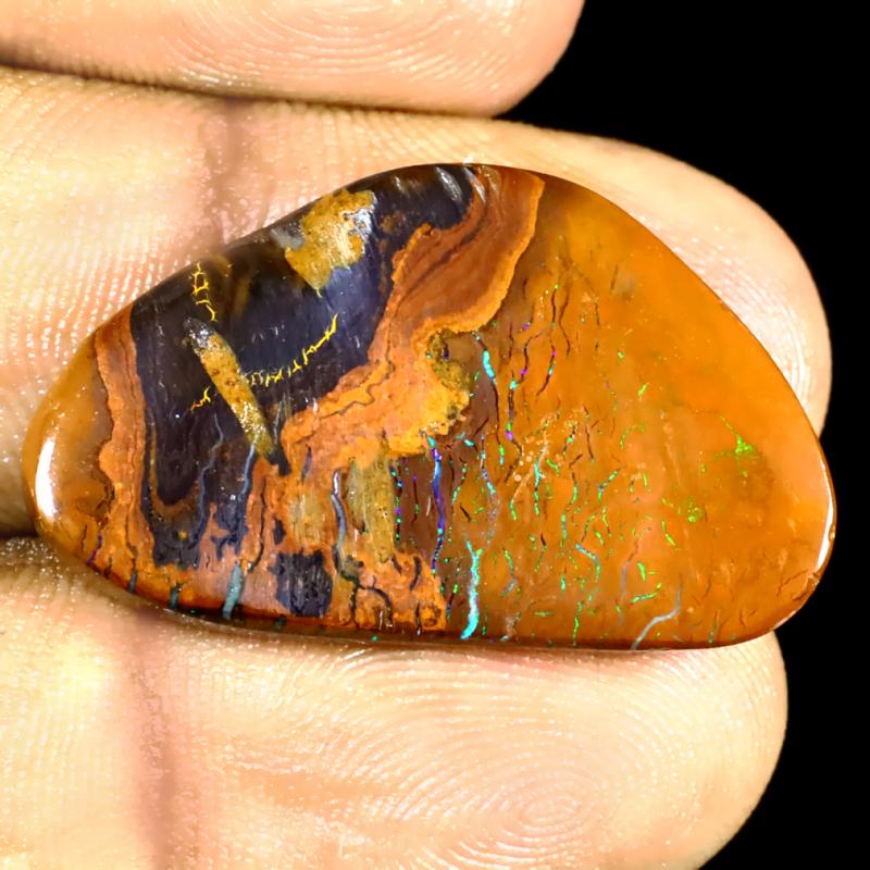 23.19 ct Five-star Fancy Shape (29 x 18 mm) Multi Color Australian Koroit Boulder Opal Natural Loose Gemstone