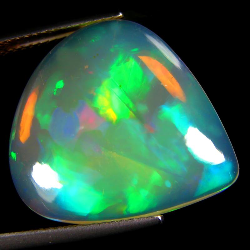 14.05 ct Supreme Pear Cabochon (22 x 20 mm) Flashing 360 Degree Multicolor Rainbow Opal Gemstone