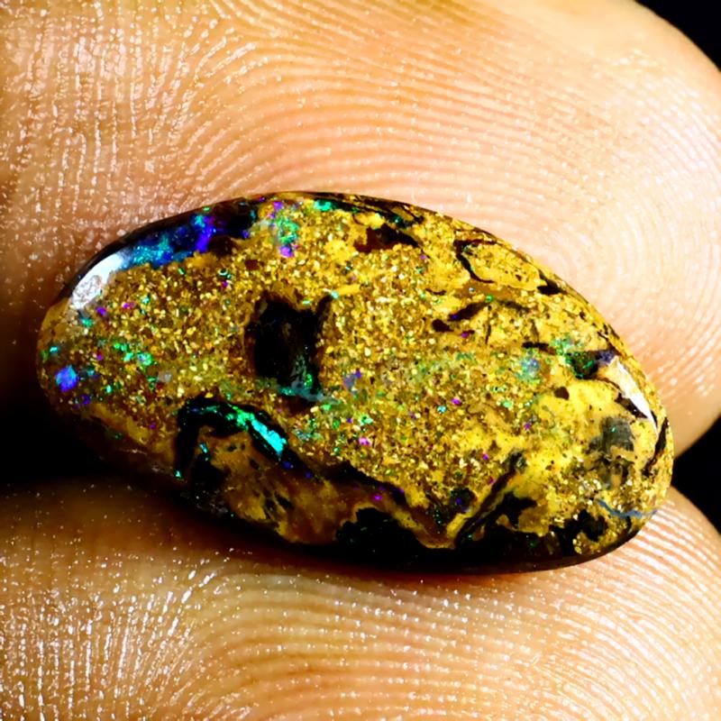 3.85 ct Fabulous Fancy Shape (18 x 10 mm) Multi Color Australian Koroit Boulder Opal Natural Loose Gemstone