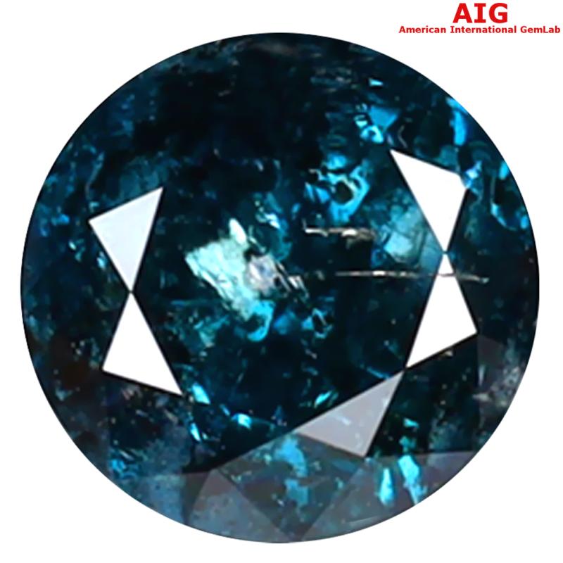 1.10 ct AIG CERTIFIED SPECTACULAR ROUND SHAPE (6 X 6 MM) GENUINE GREENISH BLUE DIAMOND LOOSE STONE