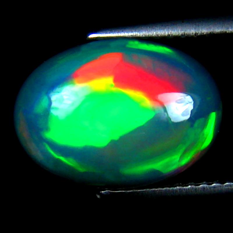 4.34 ct Incomparable Oval Cabochon Cut (14 x 10 mm) Ethiopia Play of Colors Rainbow Opal Natural Gemstone