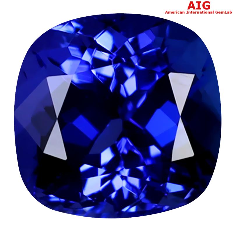 2.29 ct AIG CERTIFIED AAAA GRADE INCOMPARABLE CUSHION CUT (8 X 8 MM) D'BLOCK TANZANITE GEMSTONE