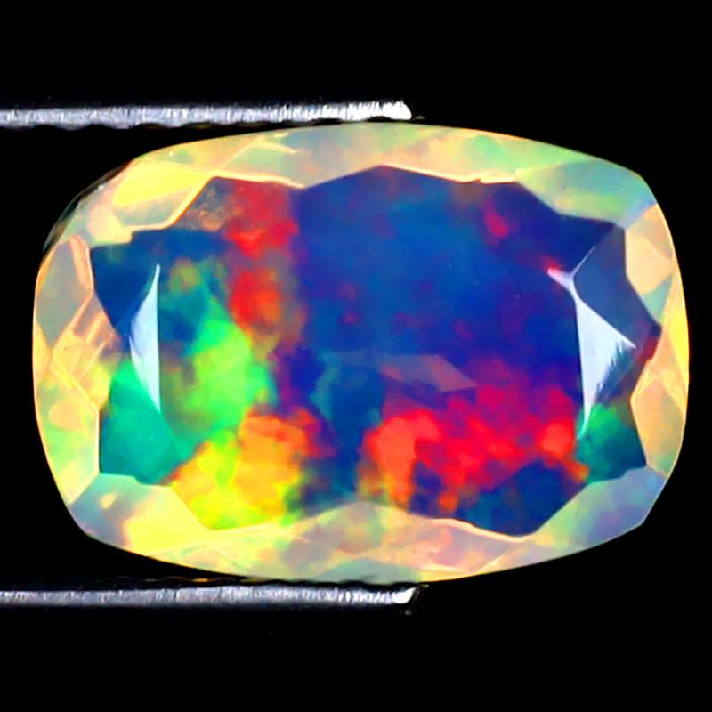 1.77 ct Premium Cushion (11 x 8 mm) Ethiopian 360 Degree Flashing Rainbow Opal Natural Gemstone