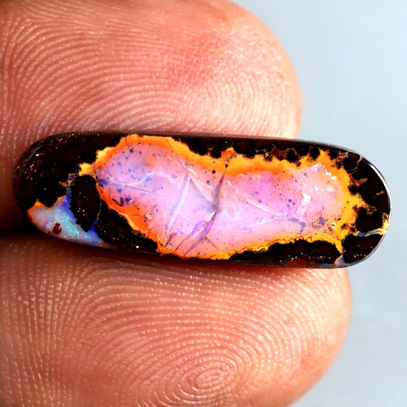 6.90 ct Magnificent fire Fancy Shape (24 x 8 mm) Multi Color Australian Koroit Boulder Opal Natural Loose Gemstone